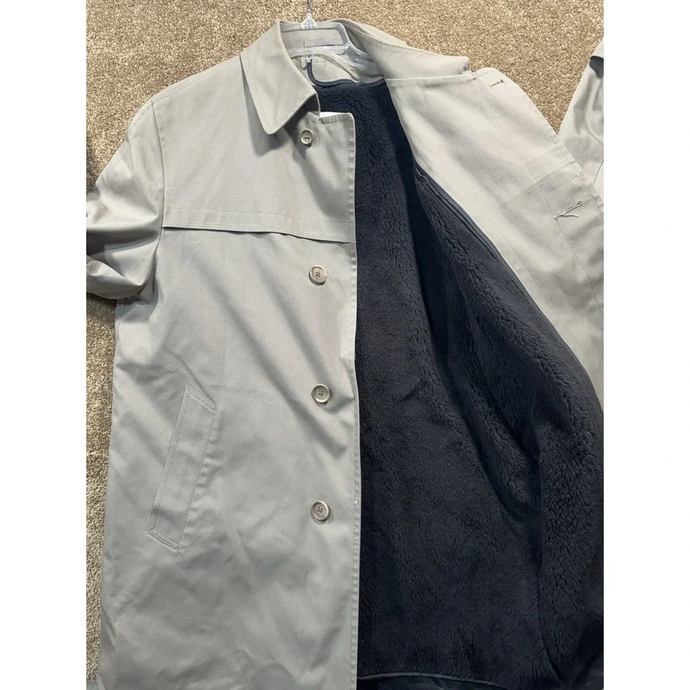 Vintage London Fog Trench Coat‎ Mens 42 Reg Khaki Tan Removable Fleece Lining.